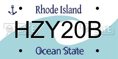 HZY20B Rhode Island License Plate