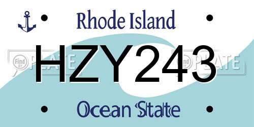 HZY243 Rhode Island License Plate