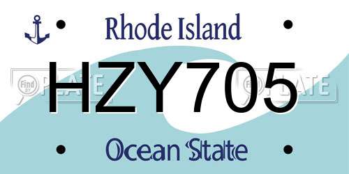 HZY705 Rhode Island License Plate