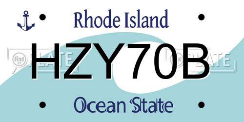 HZY70B Rhode Island License Plate