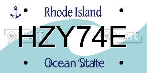 HZY74E Rhode Island License Plate