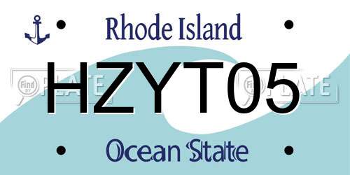 HZYT05 Rhode Island License Plate