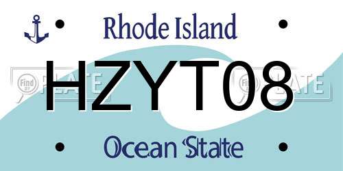 HZYT08 Rhode Island License Plate