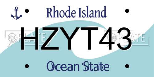 HZYT43 Rhode Island License Plate
