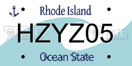 HZYZ05 Rhode Island License Plate