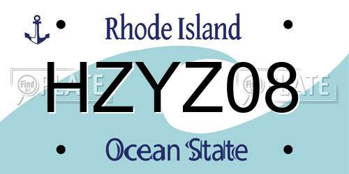 HZYZ08 Rhode Island License Plate