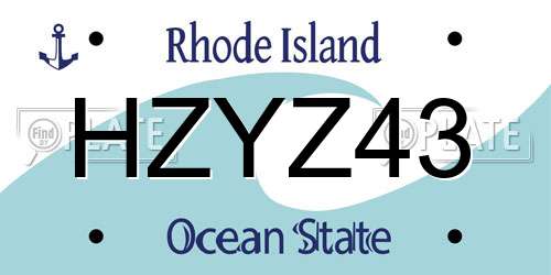 HZYZ43 Rhode Island License Plate