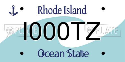 I000TZ Rhode Island License Plate