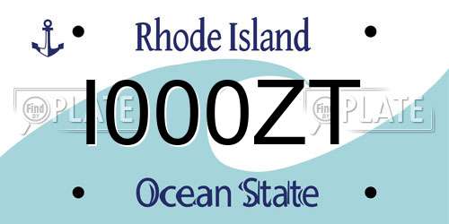 I000ZT Rhode Island License Plate