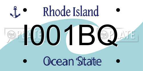 I001BQ Rhode Island License Plate