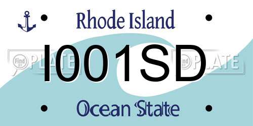 I001SD Rhode Island License Plate