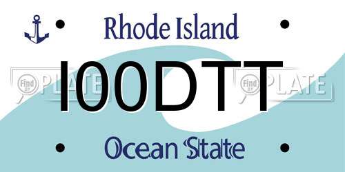 I00DTT Rhode Island License Plate