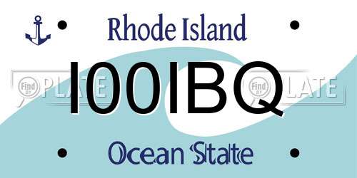 I00IBQ Rhode Island License Plate