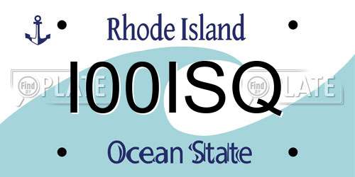 I00ISQ Rhode Island License Plate