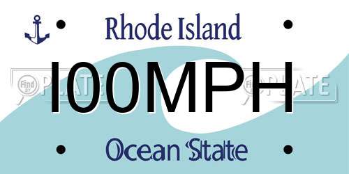 I00MPH Rhode Island License Plate