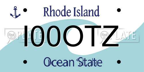 I00OTZ Rhode Island License Plate