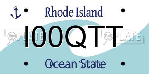 I00QTT Rhode Island License Plate