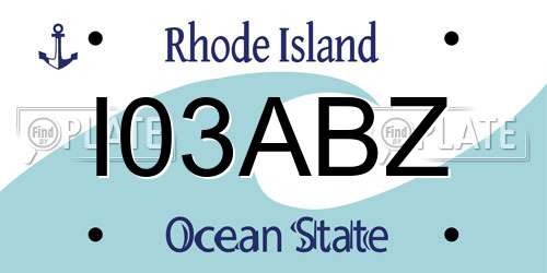 I03ABZ Rhode Island License Plate