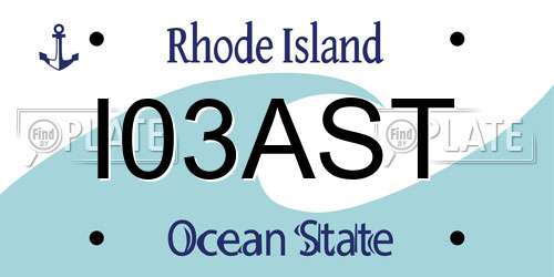I03AST Rhode Island License Plate