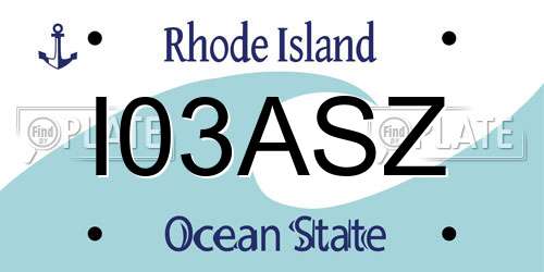 I03ASZ Rhode Island License Plate