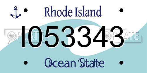 I053343 Rhode Island License Plate
