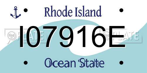 I07916E Rhode Island License Plate