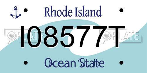 I08577T Rhode Island License Plate