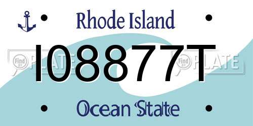 I08877T Rhode Island License Plate
