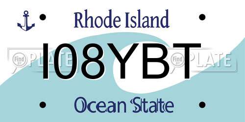 I08YBT Rhode Island License Plate