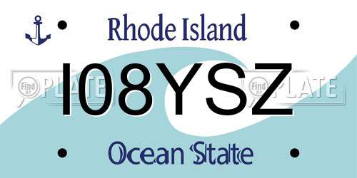 I08YSZ Rhode Island License Plate