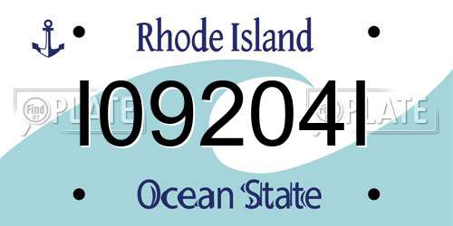 I09204I Rhode Island License Plate