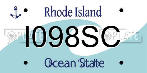 I098SC Rhode Island License Plate
