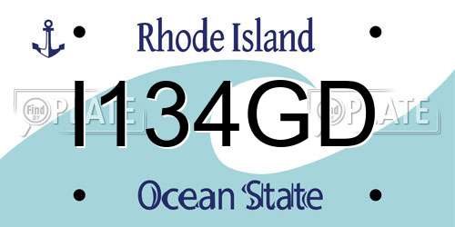 I134GD Rhode Island License Plate