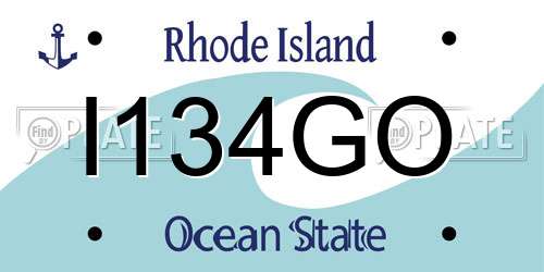 I134GO Rhode Island License Plate