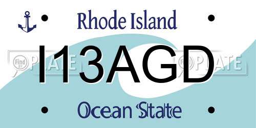 I13AGD Rhode Island License Plate