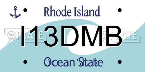I13DMB Rhode Island License Plate