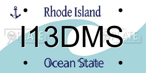 I13DMS Rhode Island License Plate