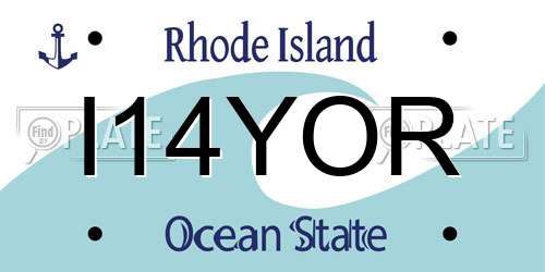 I14YOR Rhode Island License Plate