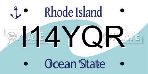 I14YQR Rhode Island License Plate