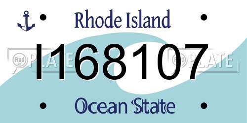 I168107 Rhode Island License Plate