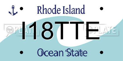 I18TTE Rhode Island License Plate