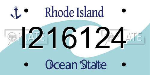 I216124 Rhode Island License Plate