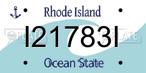 I21783I Rhode Island License Plate
