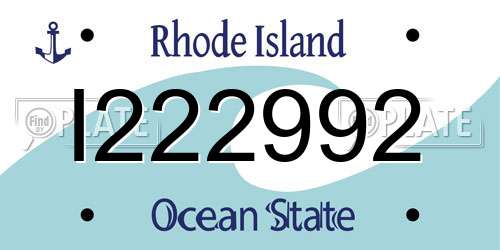 I222992 Rhode Island License Plate