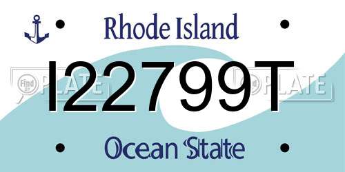 I22799T Rhode Island License Plate