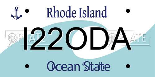 I22ODA Rhode Island License Plate