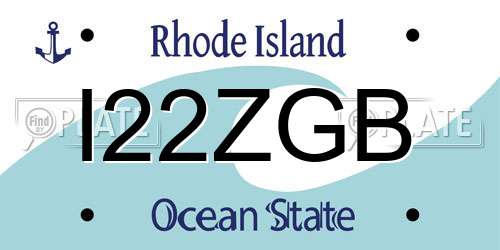 I22ZGB Rhode Island License Plate