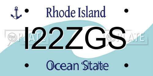I22ZGS Rhode Island License Plate