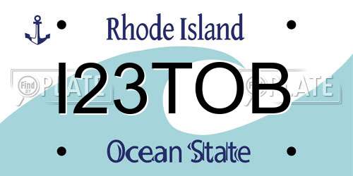I23TOB Rhode Island License Plate