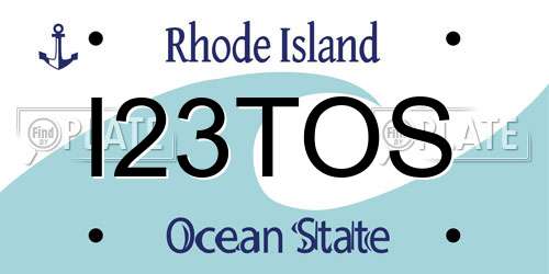 I23TOS Rhode Island License Plate